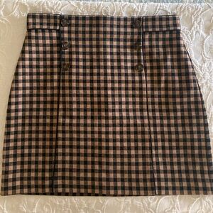 Ann Taylor Plaid Mini Skirt in Brown and Black